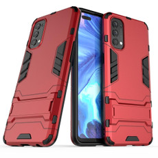 For OPPO Reno4 PC + TPU Shockproof Protective Case with Invisible Holder(Red)