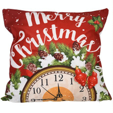 Christmas Ornaments Flannel Pillowcase Cartoon Printing Square Pillowcase Without Pillow Core(Alarm Clock)