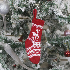 3 PCS Christmas Decorations Christmas Socks Knitted Wool Socks Gift Bags(Red Elk)