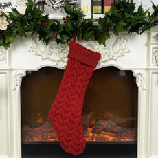 Knitted Woolen Gift Bags Christmas Socks Christmas Pendants Ornaments(Red)
