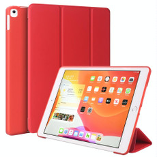 Three-folding Surface PU Leather TPU Matte Soft Bottom Case with Holder & Sleep / Wake-up Function For iPad 10.2 2021 / 2020 / 2019 / iPad Pro 10.5 inch(Red)