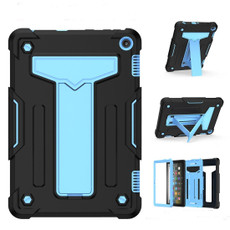 For Amazon Kindle Fire HD 8 2020/Fire 8 Plus T-shaped Bracket Contrast Color Shockproof PC + Silicone Tablet Protective Case(Black+Blue) For Amazon Kindle Fire HD 8 2020/Fire 8 Plus T-shaped Bracket Contrast Color Shockproof PC + Silicone Tablet Protective Case(Black+Blue)