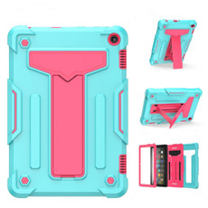 For Amazon Kindle Fire HD 8 2020/Fire 8 Plus T-shaped Bracket Contrast Color Shockproof PC + Silicone Tablet Protective Case(Mint Green+Rose Red) For Amazon Kindle Fire HD 8 2020/Fire 8 Plus T-shaped Bracket Contrast Color Shockproof PC + Silicone Tablet Protective Case(Mint Green+Rose Red)