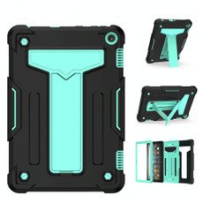 For Amazon Kindle Fire HD 8 2020/Fire 8 Plus T-shaped Bracket Contrast Color Shockproof PC + Silicone Tablet Protective Case(Black+Mint Geen) For Amazon Kindle Fire HD 8 2020/Fire 8 Plus T-shaped Bracket Contrast Color Shockproof PC + Silicone Tablet Protective Case(Black+Mint Geen)