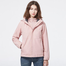 Ladys Detachable 3 in 1 Pair Of Waterproof, Windproof, Warm And Breathable Couples Stormsuit (Color:Cherry Pink Size:XXL)