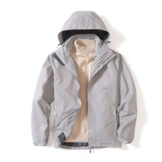 Mens Detachable Two Piece Warm, Waterproof And Breathable Couples Stormsuit (Color:Gentleman Grey Size:XL)