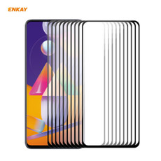 For Samsung Galaxy M31s 10 PCS ENKAY Hat-Prince Full Glue 0.26mm 9H 2.5D Tempered Glass Full Coverage Film