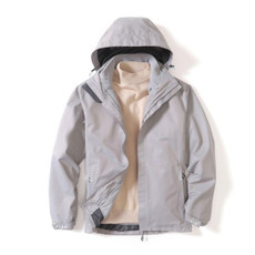 Mens Detachable Two Piece Warm, Waterproof And Breathable Couples Stormsuit (Color:Gentleman Grey Size:L)