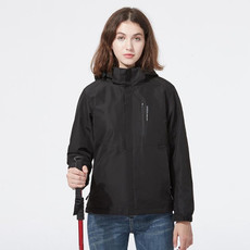 Ladys Detachable 3 in 1 Pair Of Waterproof, Windproof, Warm And Breathable Couples Stormsuit (Color:Black Size:XXL)