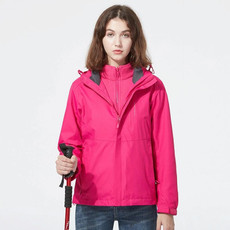 Ladys Detachable 3 in 1 Pair Of Waterproof, Windproof, Warm And Breathable Couples Stormsuit (Color:Rose Red Size:XXXL)
