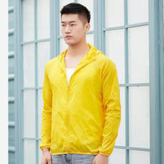 Lovers Hooded Outdoor Windproof And UV Proof Sun Proof Clothes (Color:Yellow Size:XXXL)
