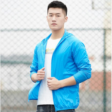 Lovers Hooded Outdoor Windproof And UV Proof Sun Proof Clothes (Color:Color Blue Size:M)