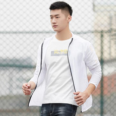 Lovers Hooded Outdoor Windproof And UV Proof Sun Proof Clothes (Color:White Size:M)