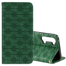 For Oppo Reno3 / Find X2 Lite Lucky Flowers Embossing Pattern Magnetic Horizontal Flip Leather Case with Holder & Card Slots(Green)
