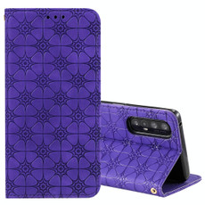 For Oppo Reno3 Pro / Find X2 Lucky Flowers Embossing Pattern Magnetic Horizontal Flip Leather Case with Holder & Card Slots(Purple)
