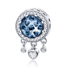 DIY Beaded Bracelet Accessories S925 Pure Silver Blue Beads Silver Accessories