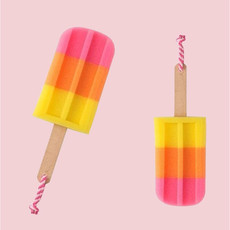 3 PCS Creative Ice Cream Shape Kitchen Sponge Wipe Stick Ice Sponge Brush Kitchen Dishwashing Sponge Scouring Pad(Yellow pink)