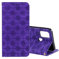 For Samsung Galaxy M31 Lucky Flowers Embossing Pattern Magnetic Horizontal Flip Leather Case with Holder & Card Slots(Purple)