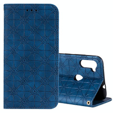 For Samsung Galaxy A11 / M11 Lucky Flowers Embossing Pattern Magnetic Horizontal Flip Leather Case with Holder & Card Slots(Dark Blue)