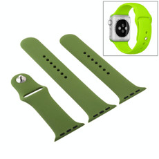 For Apple Watch Series 7 45mm / 6 & SE & 5 & 4 44mm / 3 & 2 & 1 42mm High-performance Ordinary & Longer Rubber Sport Watch Band with Pin-and-tuck Closure (Pinewood Green)