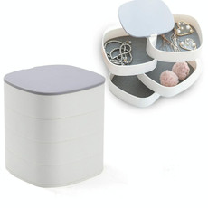 Desktop Contrast Color Multi-layer Jewelry Box With Mirror Rotating Storage Box(White Gray) Desktop Contrast Color Multi-layer Jewelry Box With Mirror Rotating Storage Box(White Gray)