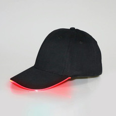 LED Luminous Baseball Cap Male Outdoor Fluorescent Sunhat, Style: Rechargeable, Color:Black Hat Red Light