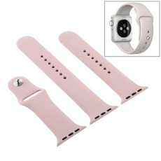 For Apple Watch Series 9&8&7 41mm / SE 3&SE 2&6&SE&5&4 40mm / 3&2&1 38mm High-performance Ordinary & Longer Rubber Sport Watch Band with Pin-and-tuck Closure(Sand Pink)
