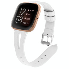 For Fitbit Versa 2 Leather Middle Opening Watch Band(White)
