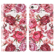 For iPhone 7 / 8 3D Painting Colored Drawing Pattern Horizontal Flip TPU + PU Leather Case with Holder & Card Slots & Wallet & Lanyard(Little Red Flower)