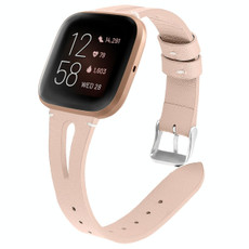 For Fitbit Versa 2 Leather Middle Opening Watch Band(Apricot) For Fitbit Versa 2 Leather Middle Opening Watch Band(Apricot)