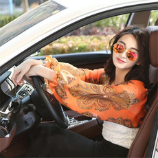 2 PCS Spring And Summer Chiffon Sun Protection Clothing Outdoor Riding Cashew  Printed UV Protection Sleeve, Size:160 x 50cm(Orange)