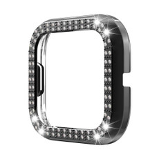 For Fitbit versa 2 PC Double-row Diamond-encrusted Protective Shell(Black)