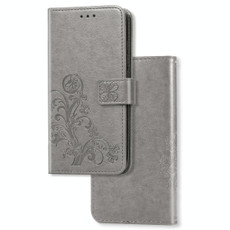 For Galaxy A71 5G Lucky Clover Pressed Flowers Pattern Leather Case with Holder & Card Slots & Wallet & Hand Strap(Gray)