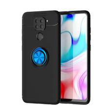 For Xiaomi Redmi Note 9 Metal Ring Holder 360 Degree Rotating TPU Case(Black+Blue)