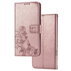 For Galaxy A71 5G Lucky Clover Pressed Flowers Pattern Leather Case with Holder & Card Slots & Wallet & Hand Strap(Rose Gold)