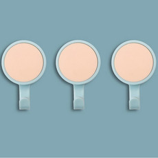 3 PCS Rotatable Wall-mounted Kitchen Hook Suction Cup without Trace Pasting Door Load-bearing Punch-Free Sticky Hook(Light Pink + Light Blue)