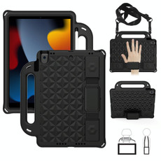 Diamond Texture Design EVA Children Shockproof Protective Case with Strap For iPad 10.2 2021 / 2020 / 2019 / Pro 10.5(Black)