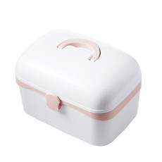 Multifunctional Dustproof Jewelry Cosmetic Plastic Box Household Portable Medicine Box Case, Size:L 27.5x19x18cm(White)