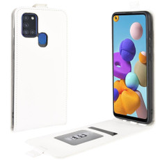 For Galaxy A21S R64 Texture Single Vertical Flip Leather Protective Case with Card Slots & Photo Frame(White)