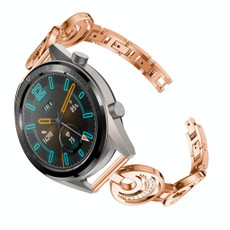 22mm For Huawei Watch GT2e GT2 46mm Sun Moon Star Aluminum Alloy Watch Band(Rose Gold)
