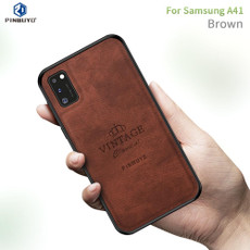 For Galaxy A41 PINWUYO Zun Series PC + TPU + Skin Waterproof And Anti-fall All-inclusive Protective Shell(Brown)