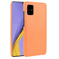 For Galaxy A71 5G Shockproof Crocodile Texture PC + PU Case(Orange)