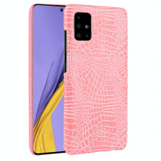 For Galaxy A71 5G Shockproof Crocodile Texture PC + PU Case(Pink)