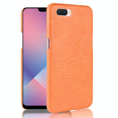 For Oppo A12e Shockproof Crocodile Texture PC + PU Case(Orange)