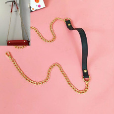 Women Bag PU Leather Chain Long Shoulder Strap Bag Accessories(Cross Pattern Black)