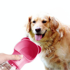 Outdoor Portable Pet Water Dispenser Cat and Dog Portable Drinking Fountain, Style:Small Bear(Pink)