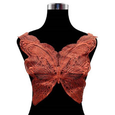 Butterfly Shape Embroidery Corsage Lace Collar DIY Clothing Accessories, Size: About 42 x 38cm(Caramel)