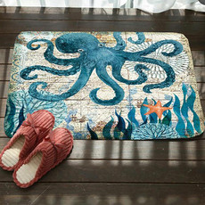 Marine Series Pattern Bathroom Toilet Non-slip Mat Flannel Absorbent Foot Pad, Size:50x80cm(Octopus)