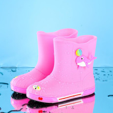 Children Non-Slip Plus Velvet Warm Cartoon Short Rain Boots, Size:Inner Length 18cm, Style:Without Cotton Cover(Pink)
