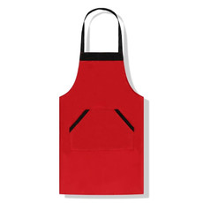 Solid Color Polyester Home Apron Antifouling Simple Adult Apron(Red)